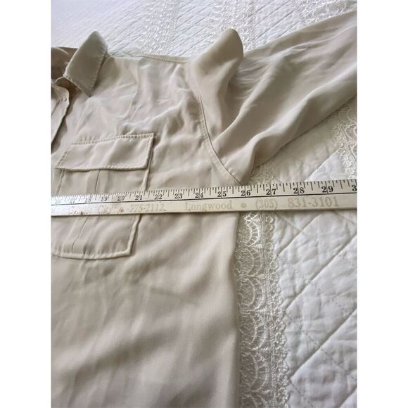 H&M Beige Oversized Button-Up Blouse Large - Picture 11 of 12